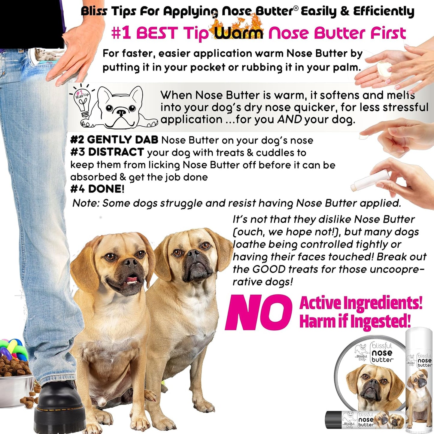 The Blissful Dog Puggle Unscented Nose Butter - Dog Nose Butter, 16 Ounce