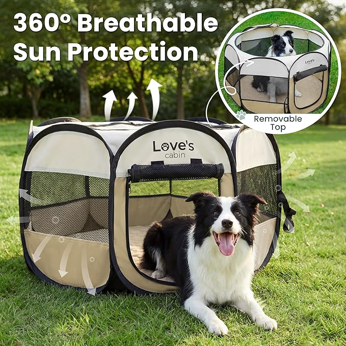 Love's cabin Dog Playpen with Washable Pee Pad, Puppy Pet Cat Playpen Small - Image 7