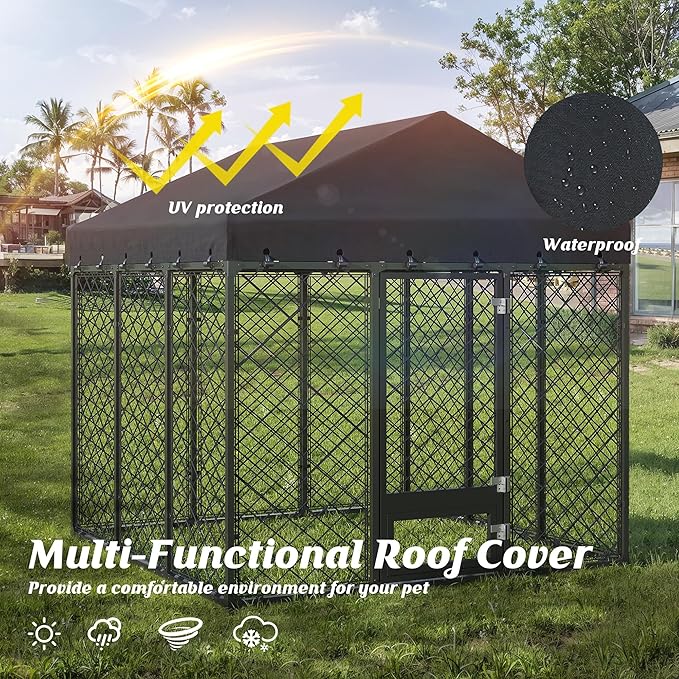 6x6FT Dog Kennel Outdoor with Roof - Image 6