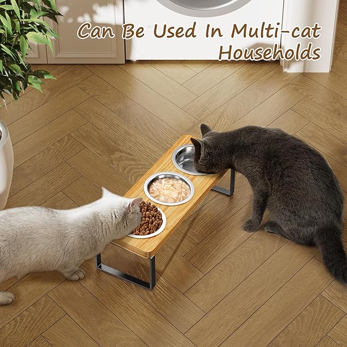 Elevated Cat Bowls with 3 Stainless Steel Bowls | 10° Tilted Anti-Vomiting - Image 5