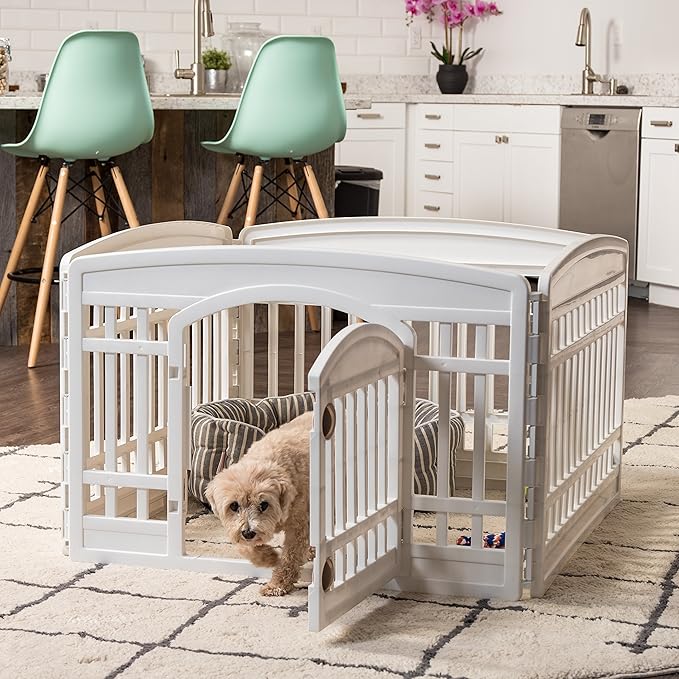 IRIS USA Dog Playpen with Door, 24” 4 Panel Pet Exercise Pen – Indoor Outdoor - Image 9