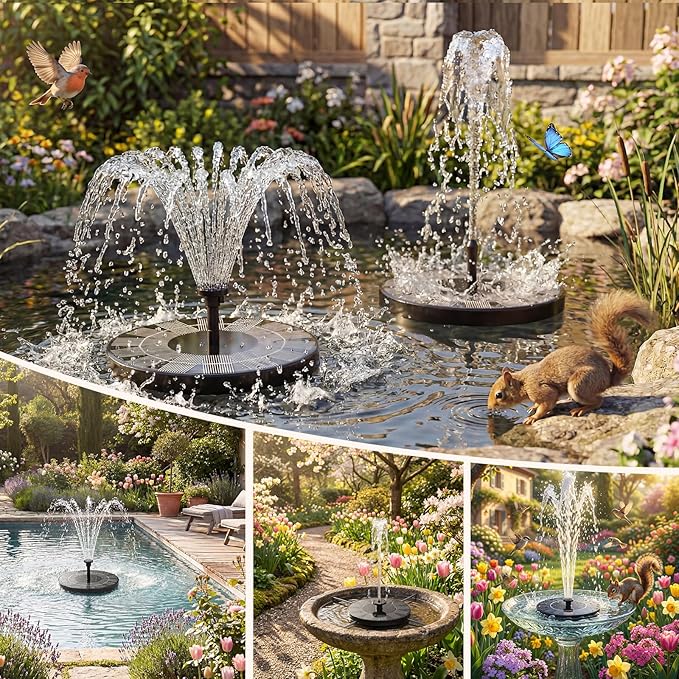 AISITIN 2.5W Solar Bird Bath Fountain Pump, Solar Fountain - Image 5