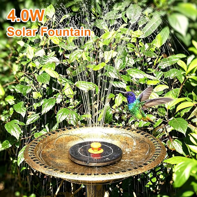 4.0W Solar Fountain, 2026 Upgrade Solar Bird Bath Fountains Pump - Image 2