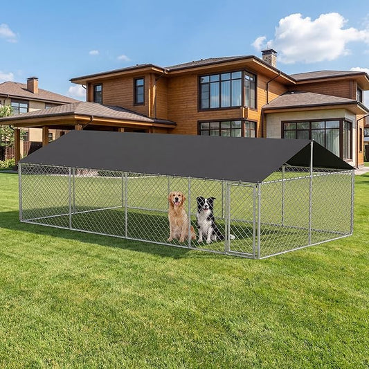 Petony Large Outdoor Dog Enclosure Heavy Duty Dog Kennel House Mesh Dog Big by Petony