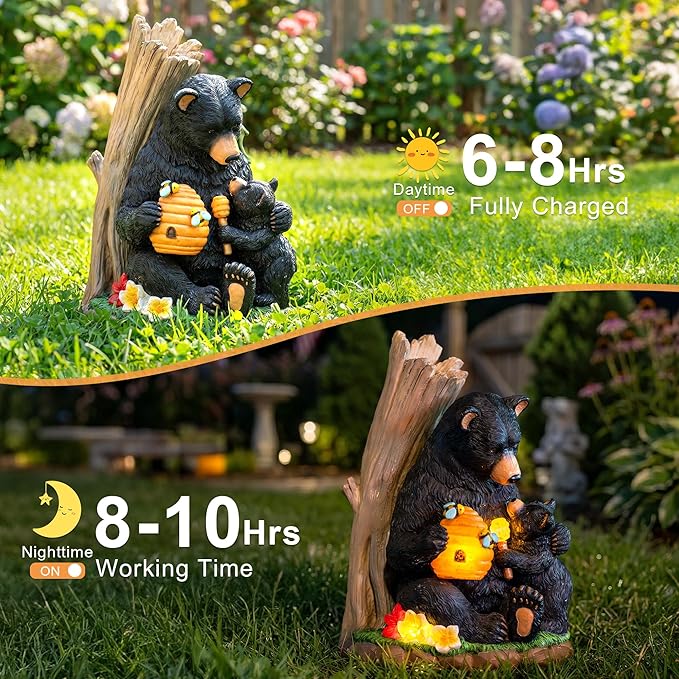 C&Y&G&X Solar Black Bear Garden Statue - Image 2