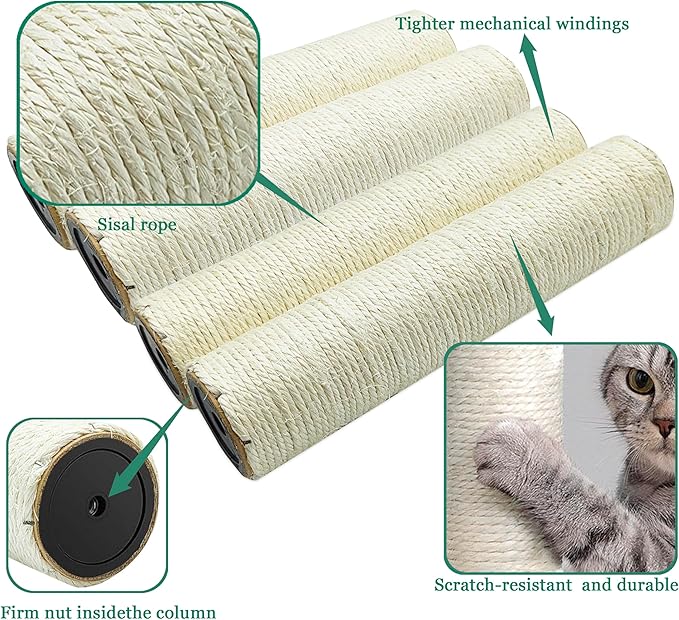 Cat Scratching Post Replacement Pole, Natural Sisal Cat Tree Replacement Parts - Image 4