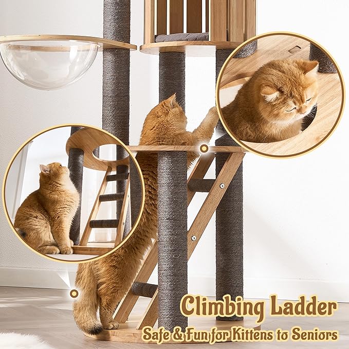 Modern Cat Tree Tower with Scratching Post, 61.5in Tall Cat Tree - Image 5