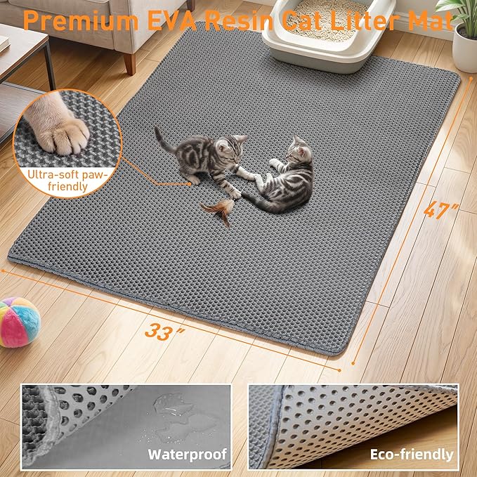 Large Cat Litter Mat for Litter Box, Non-Slip Water Proof Kitty Litter Pad - Image 2