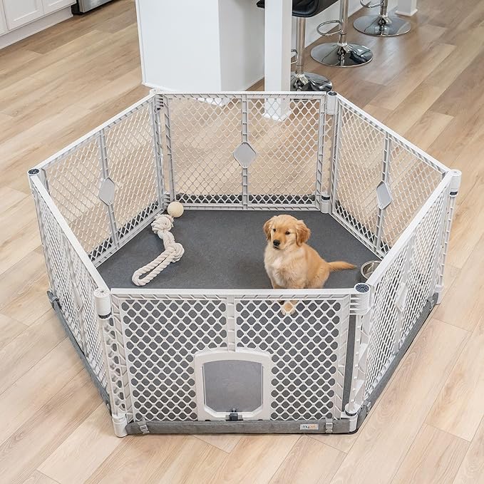 MyPet Petyard Protect Bundle: Freestanding 6-Panel Light Gray Pet Yard by NorthStatesMyPet
