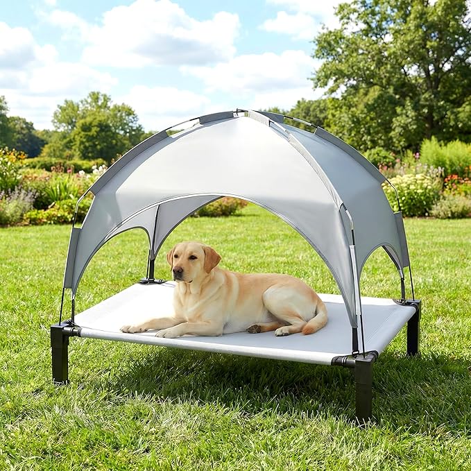Heeyoo Elevated Dog Bed with Removable Canopy, Portable Dog Cot with Sun - Image 7