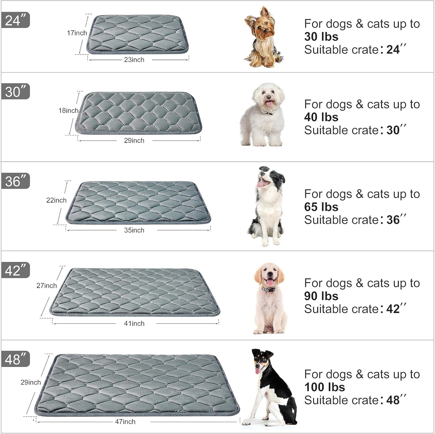 Dog Crate Mats,Soft Kennel Pads Washable with Anti-Slip Bottom,Dog Kennel Pads for Sleeping,Pets Mattress Cat Dog Beds for Large Medium Dogs(47x29,Grey)