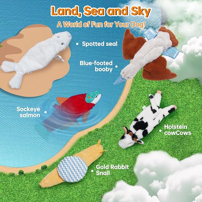 Nocciola Squeaky Dog Toys, No Stuffing Dog Toys - Image 2