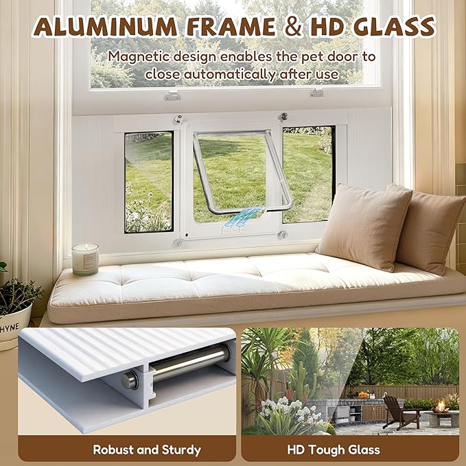 Cat Door for Window with Safety Window Lock, Adapt to Windows of Different Width - Image 6