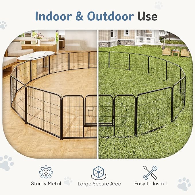 DUMOS Dog Playpen Indoor, Metal 24 Inch 48 Panels Foldable Pet Fence - Image 4