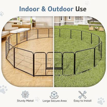 DUMOS Dog Playpen Indoor, Metal 24 Inch 32 Panels Foldable Pet Fence - Image 4