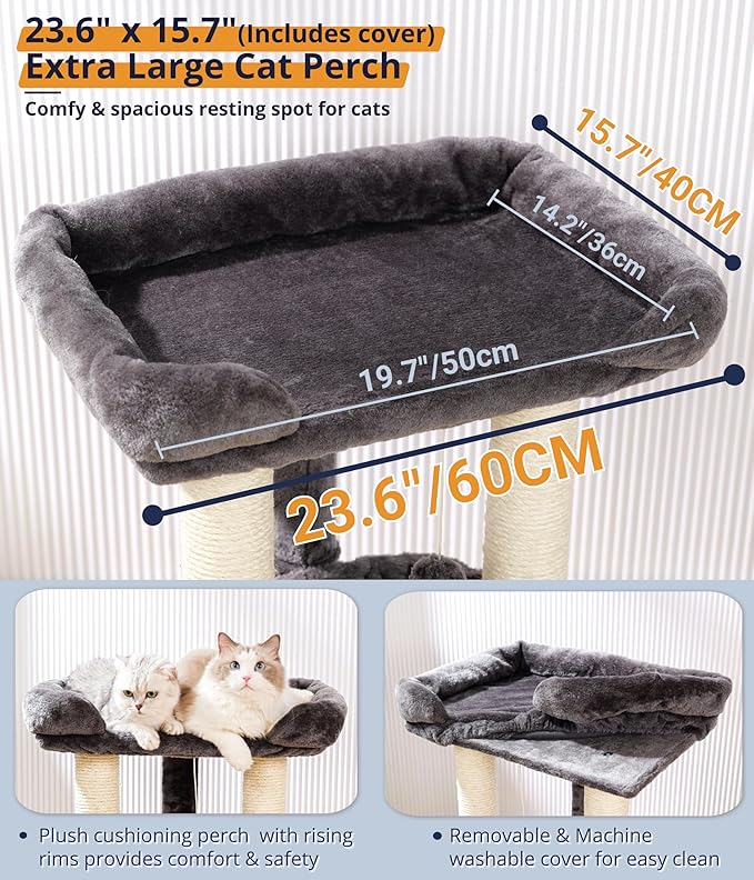 Happi N Pets 28" Cat Tree, Large Bed - Image 4