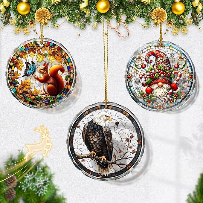 Stained Glass Eagle Christmas Ornaments, Christmas Hanging Ornament, Holiday - Image 5