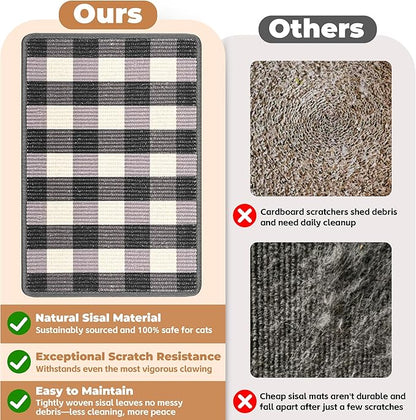 Cat Scratcher Mat, Natural Sisal Cat Scratch Pad, 23.6x15.7 Inch Horizontal Cat - Image 4