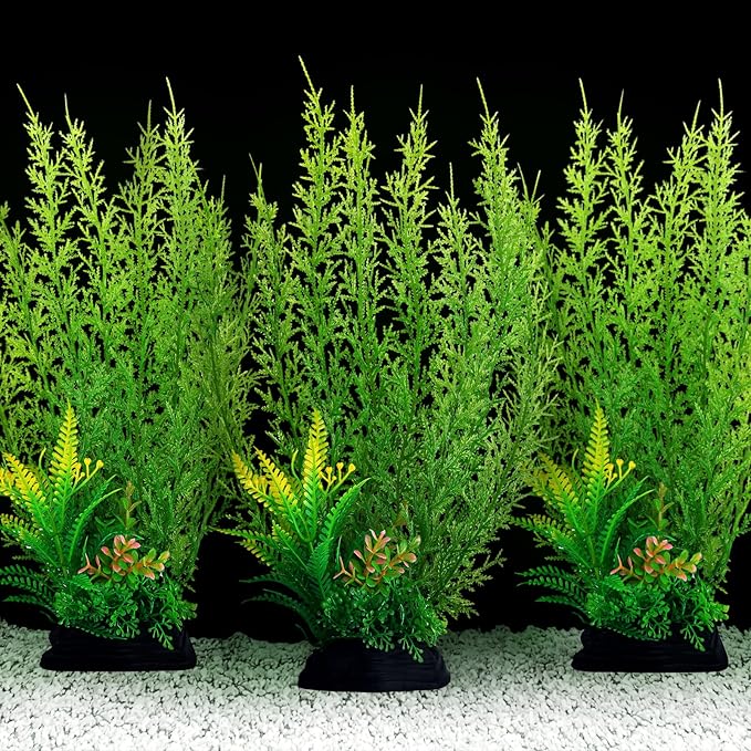 QUOZUO Fish Tank Accessories Large Plants, Aquarium Decor Plastic Plants 3pcs by QUOZUO