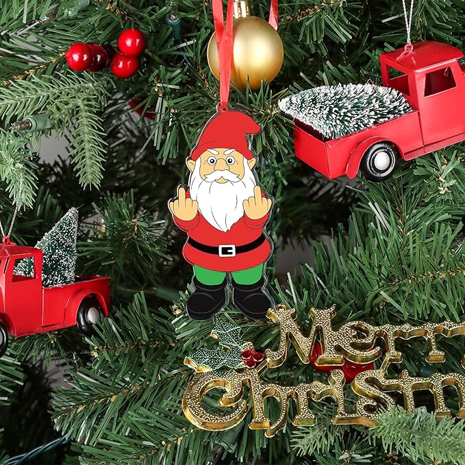 Middle Finger Gnome Ornaments Personalized Christmas Tree Ornament Decorations - Image 3