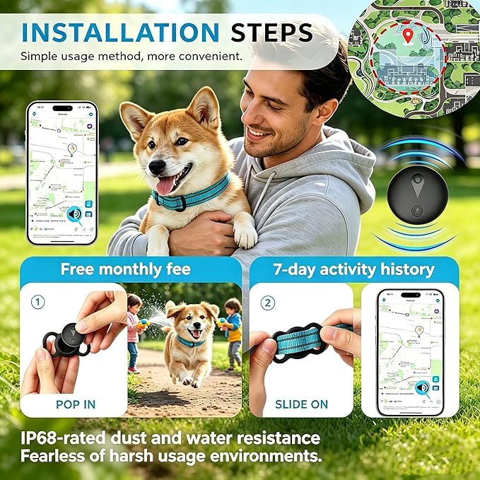 GPS Tracker for Dogs & Cats, Smart Pet Collar Tracker Works - Image 8