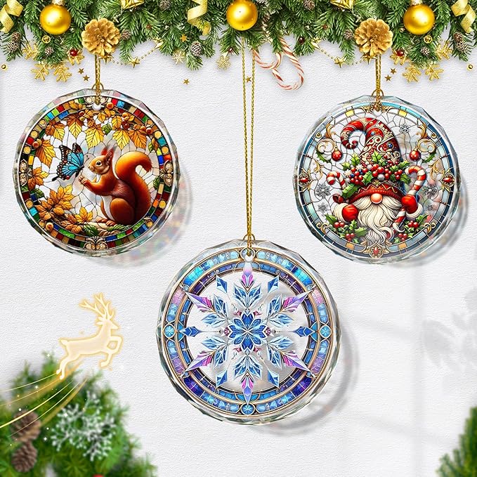 Stained Glass Snowflake Ornament, Snowflake Christmas Tree Ornaments, Gift - Image 5