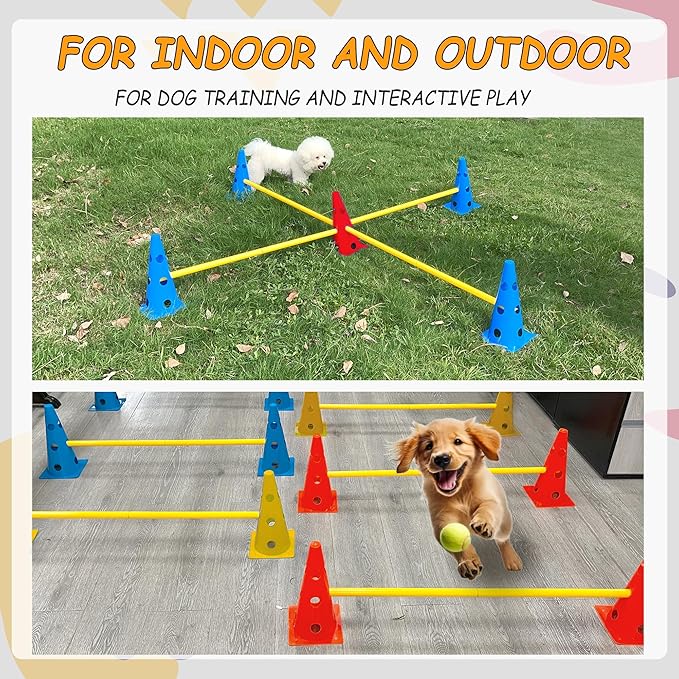 Dog Agility Hurdle Cone Set, Dog Agility Backyard Set Include Height cossbar - Image 7