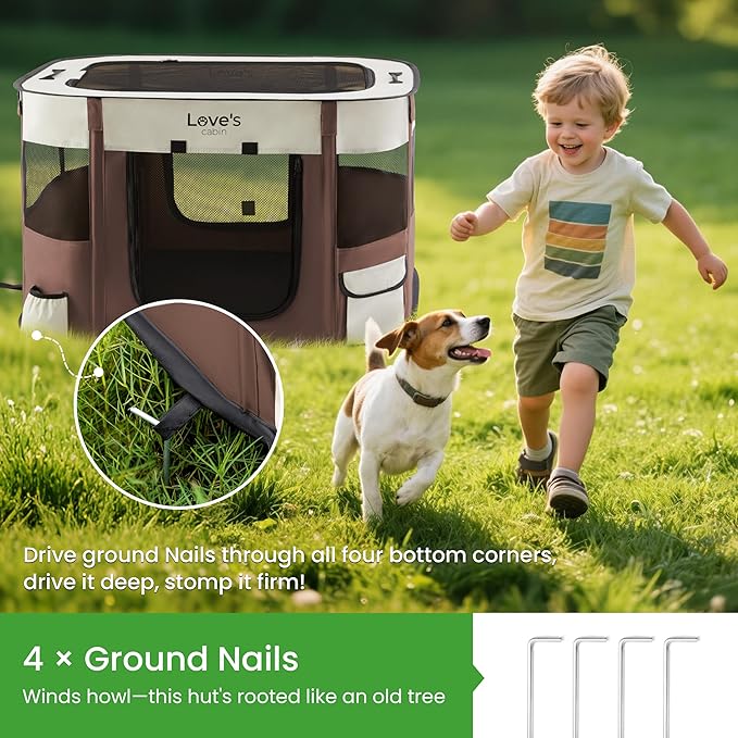 Love's cabin Pet Puppy Dog Playpen, Medium Dog Tent Crates Cage Indoor/Outdoor - Image 5