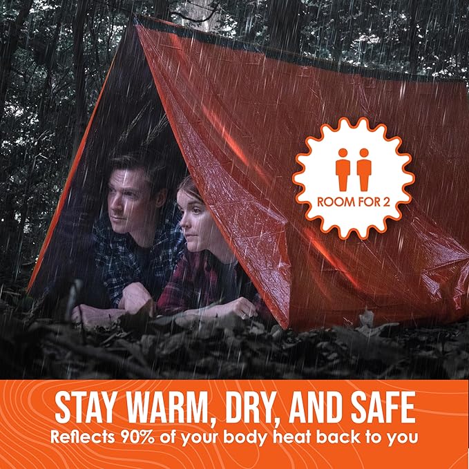 Go Time Gear Survival Life Tent • 2 Person Mylar Emergency Shelter Tube Tent + - Image 3