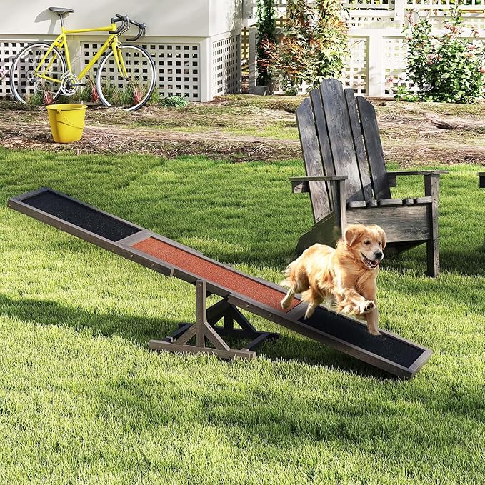 PETSITE Wooden Dog Agility Seesaw, Dog Exercise & Play Set, Outdoor Run Game Toy - Image 2