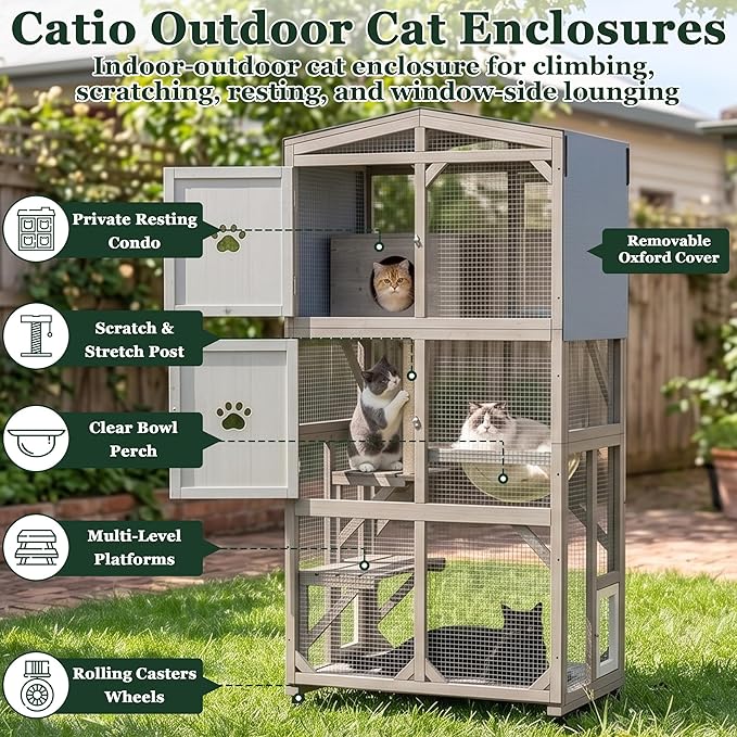 Gowoodhut Catio Outdoor Cat Enclosure 66.2" H Window Catio - Image 2