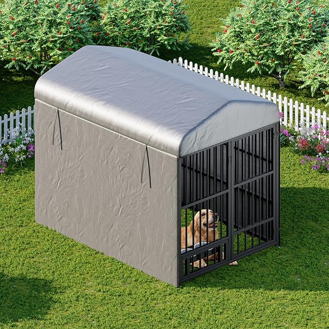 HOOBRO Dog Kennel Outdoor with Cover, 6.6 x 3.9 x 5.9 ft Dog Kennel Outside - Image 4