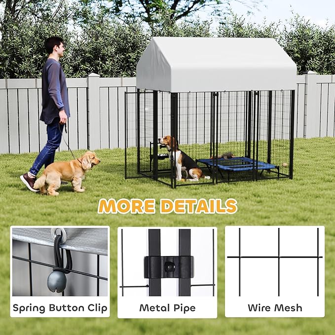 PawHut Outdoor Dog Kennel with Roof, UV-Resistant & Waterproof Cover, - Image 5