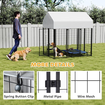 PawHut Outdoor Dog Kennel with Roof, UV-Resistant & Waterproof Cover, - Image 5