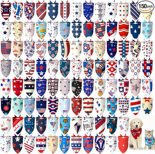 Huhumy 150 Pcs 250th Anniversary Dog Bandanas 4th of July Patriotic Pet by Huhumy