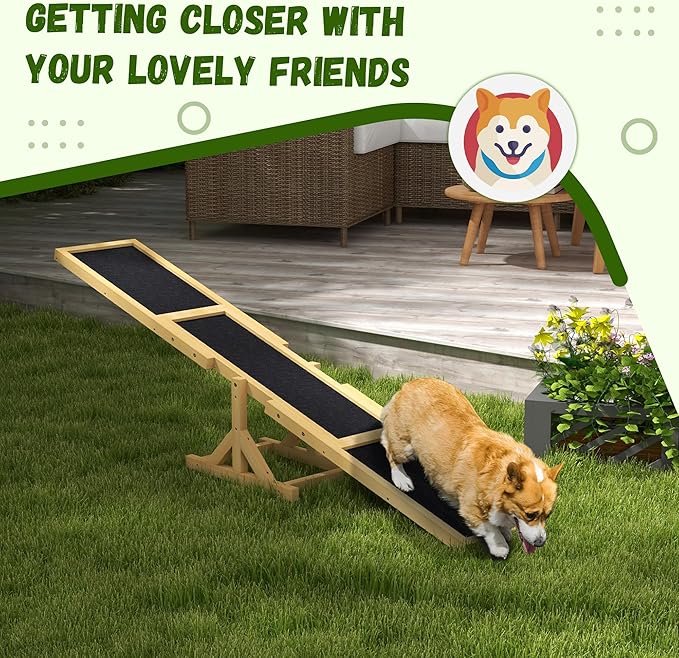 PawHut Wooden Dog Agility Seesaw - Image 5