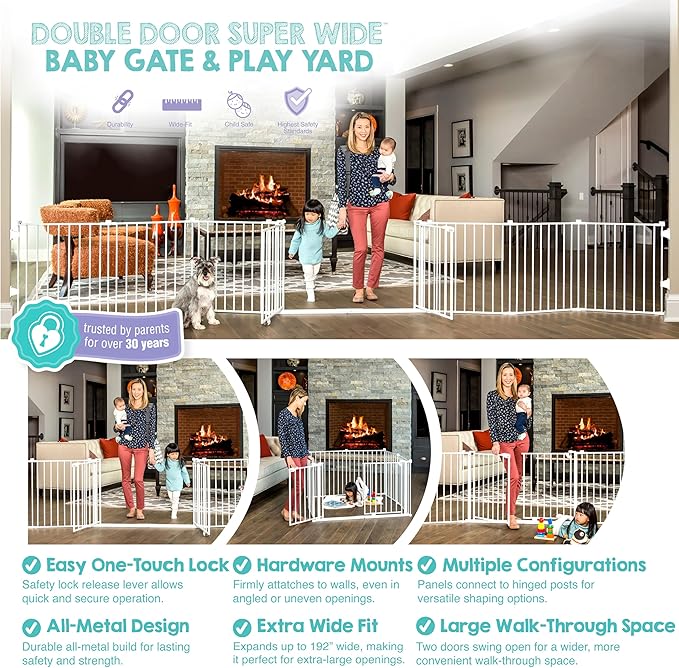 Regalo Safety 192" Double Door Super Wide Baby Gate & Play Yard, 8-Panel - Image 3