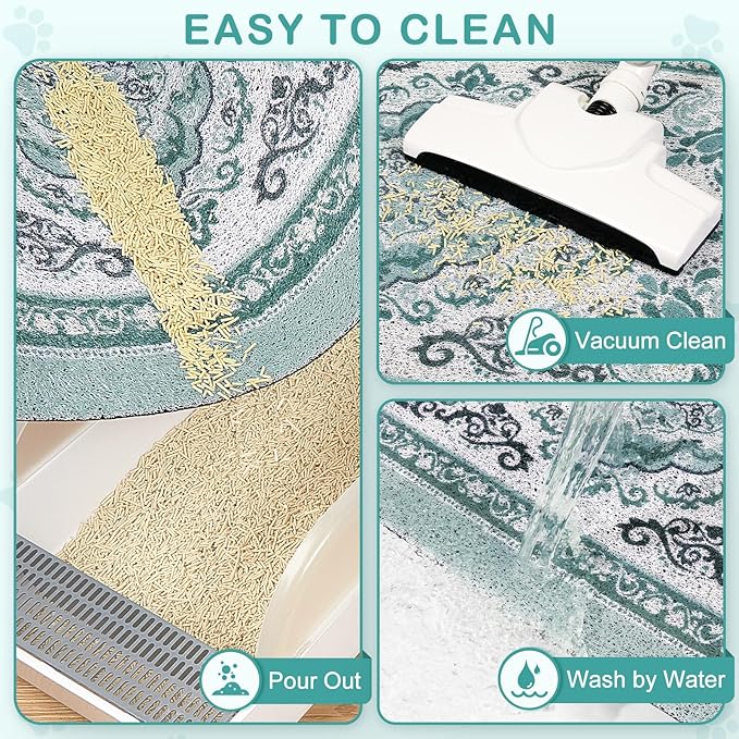 Unicorn Catcher Cat Litter Mat 40" x 30" Non-Slip Litter Box Mat Washable - Image 4