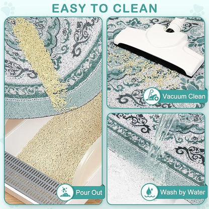 Unicorn Catcher Cat Litter Mat 40" x 30" Non-Slip Litter Box Mat Washable - Image 4