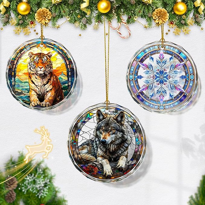 Wolf Ornaments for Christmas Tree, Stained Glass Ornament and Christmas Tree - Image 5