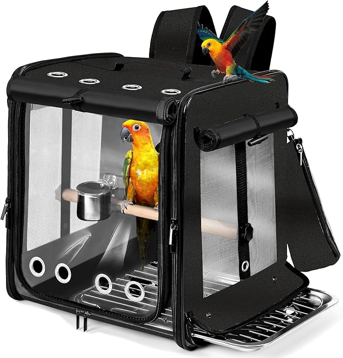 Bird Carrier with Seat Belt for Car Travel, Bird Backpack Carrier with by Suertree