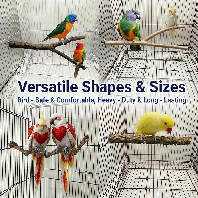 8PCS Natural Bird Perches for Cage, Parakeet Perches Set, Birds Toys, Natural - Image 5