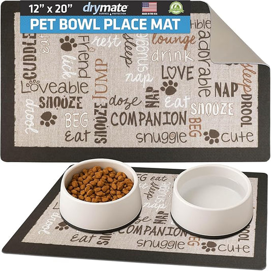 Drymate Pet Bowl Placemat, Dog & Cat Food Feeding Mat by Drymate