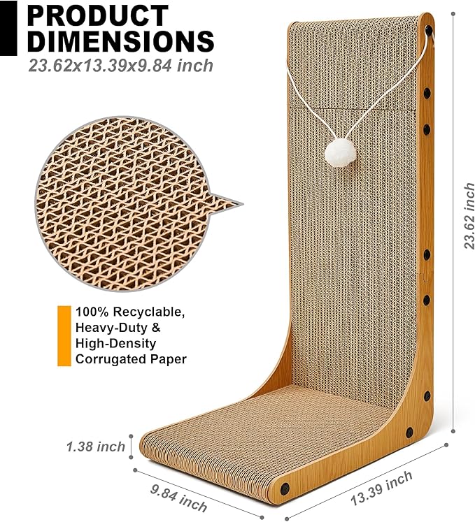 Cardboard Cat Scratcher, 23.6 Inch Cardboard Cat Scratching Post - Image 2