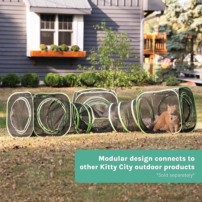 Kitty City Large Outdoor Cat Play Cube, Mesh Pop-Up Cat Enclosure - Image 6