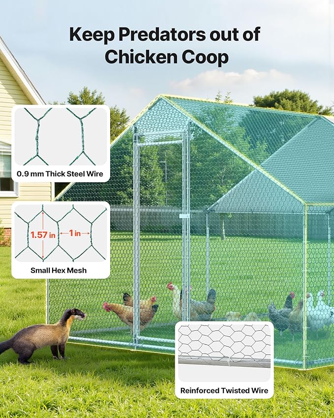 VEVOR Large Metal Chicken Coop, 9.8x13.1x6.5 ft Large Walk in Chicken Runs - Image 4