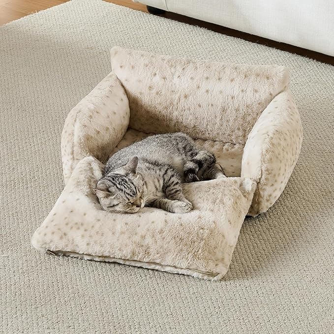 Hollypet Cat Bed Fluffy Plush Multifunctional Double-Layer Machine Washable - Image 6