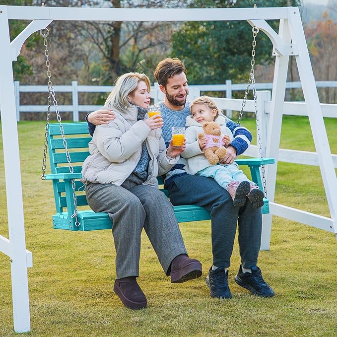 KINGYES Outdoor Hanging Porch Swing, 2 Seat Patio Swing Recliner - Image 2