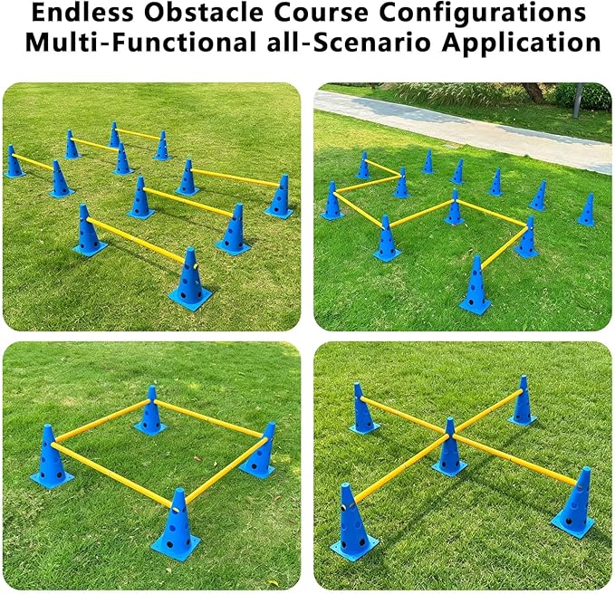 12 Sets Dog Agility Hurdle Cone Set, 3 Height Adjustable Backyard Agility - Image 4