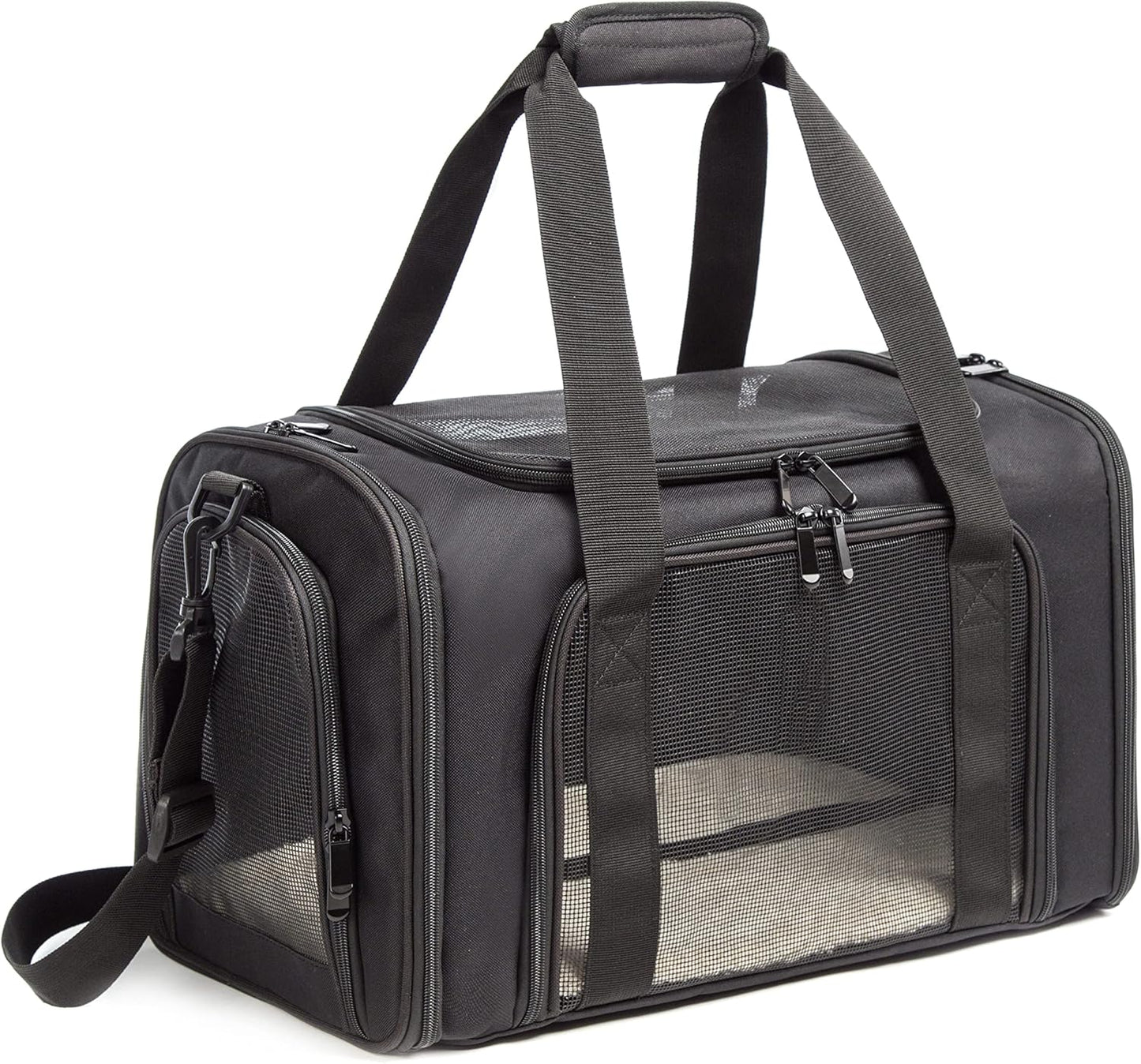 Cat Carrier Dog Carrier Pet Carrier Cat Bags for Small Medium Cats Dogs Puppies of 15 Lbs,of Airline Approved Small Dog Bag Soft Sided,Collapsible Travel Puppy Carrier (Medium, Black)